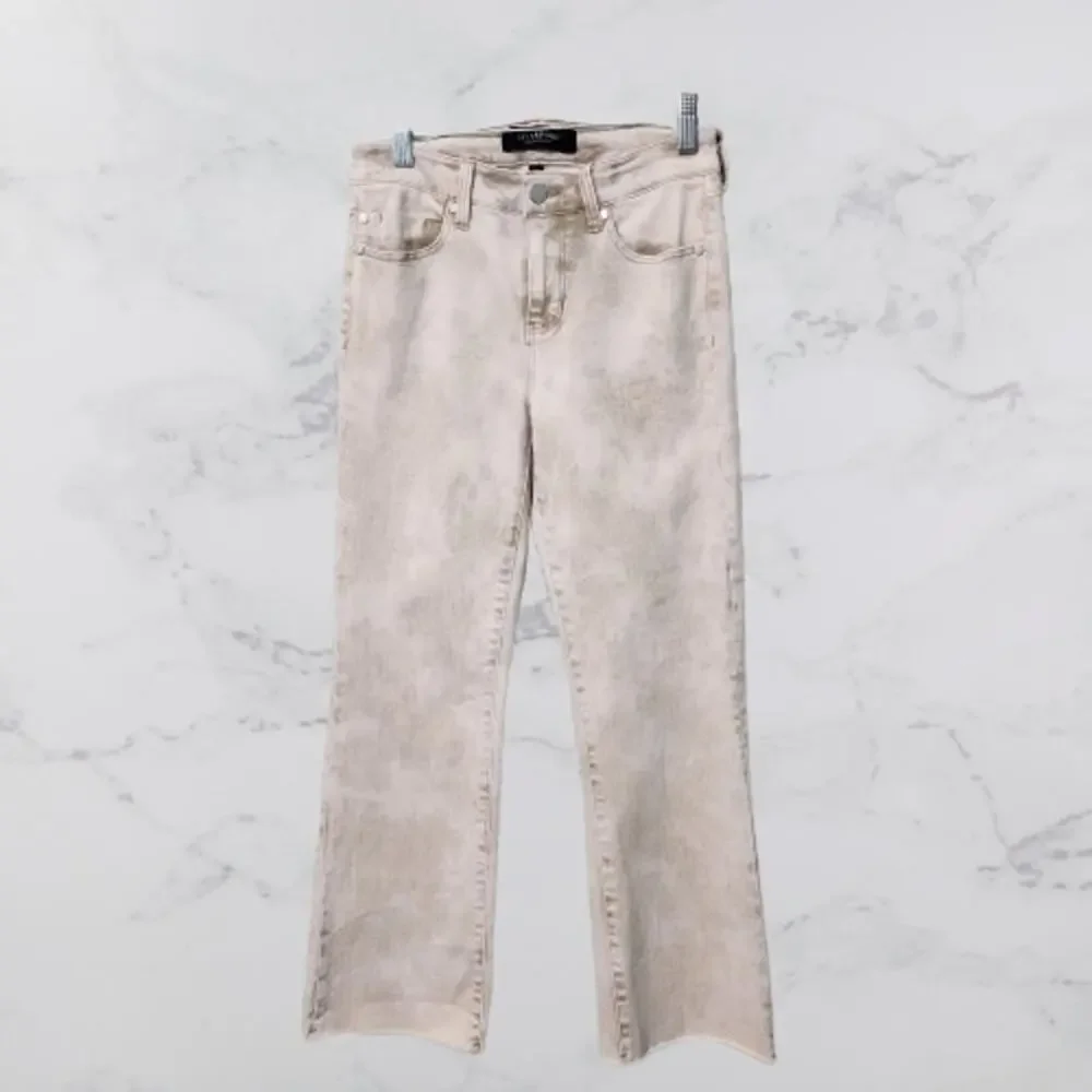 Liverpool Hannah Cropped Jeans High Waist Tie Dye  Raw Hem Size 2/26